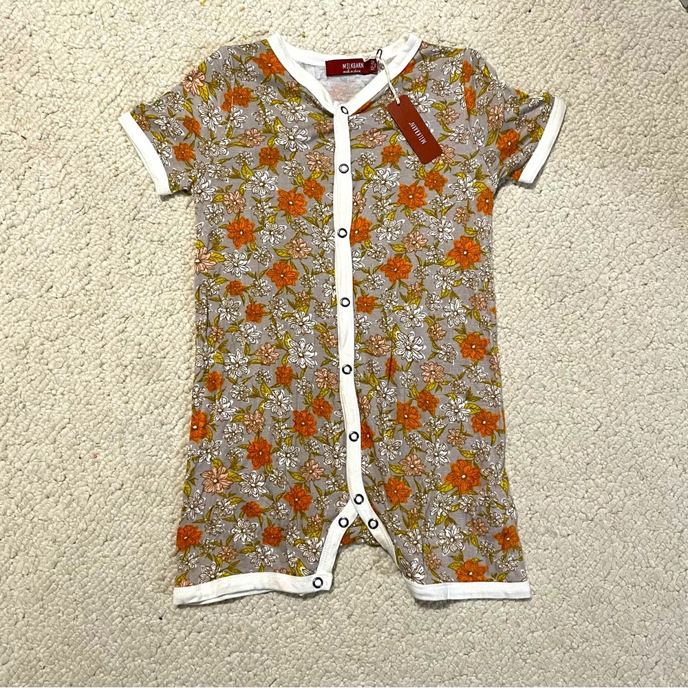 NWT milkbarn milk barn coverall romper shorts 12-18 months